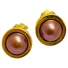 Load image into Gallery viewer, Vintage gold tone faux pearls designer clip on earrings
