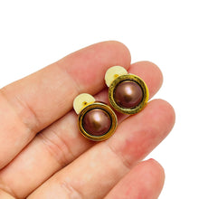 Load image into Gallery viewer, Vintage gold tone faux pearls designer clip on earrings
