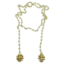 Load image into Gallery viewer, Vintage gold tone faux pearls rhinestones sputnik balls lariat designer necklace
