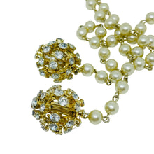 Load image into Gallery viewer, Vintage gold tone faux pearls rhinestones sputnik balls lariat designer necklace
