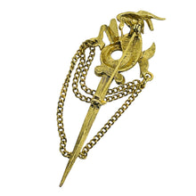 Load image into Gallery viewer, Vintage gold tone faux turquoise unique brooch
