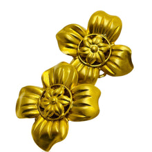 Load image into Gallery viewer, Vintage gold tone flower designer clip on earrings
