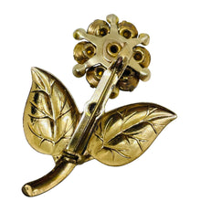 Load image into Gallery viewer, Vintage gold tone flower rhinestones designer brooch
