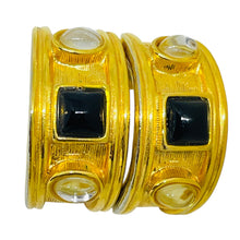 Load image into Gallery viewer, Vintage gold tone glass Etruscan style 80's designer post earrings
