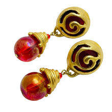 Load image into Gallery viewer, Vintage gold tone glass balls dangle designer brooch
