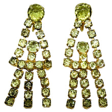 Load image into Gallery viewer, Vintage gold tone glass citrine stones dangle designer screw back earrings
