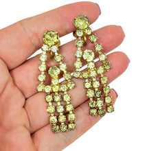 Load image into Gallery viewer, Vintage gold tone glass citrine stones dangle designer screw back earrings
