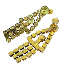 Load image into Gallery viewer, Vintage gold tone glass citrine stones dangle designer screw back earrings
