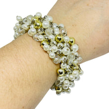 Load image into Gallery viewer, Vintage gold tone glass crystal beaded cha cha cha stretch designer bracelet
