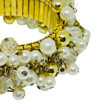 Load image into Gallery viewer, Vintage gold tone glass crystal beaded cha cha cha stretch designer bracelet
