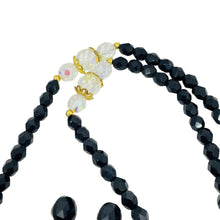 Load image into Gallery viewer, Vintage gold tone glass crystal beaded tassel designer necklace earrings set

