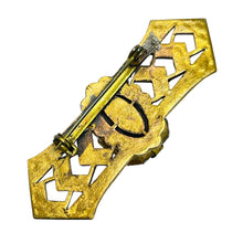 Load image into Gallery viewer, Vintage gold tone glass designer brooch
