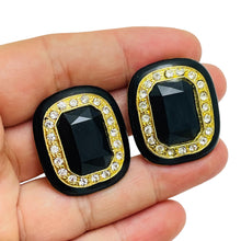 Load image into Gallery viewer, Vintage gold tone glass designer clip on earrings
