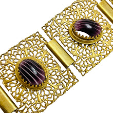 Load image into Gallery viewer, Vintage gold tone glass designer wide bracelet
