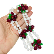 Load image into Gallery viewer, Vintage gold tone glass fruit apple leafs beaded 1960's designer necklace
