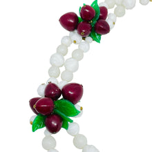 Load image into Gallery viewer, Vintage gold tone glass fruit apple leafs beaded 1960's designer necklace
