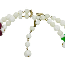 Load image into Gallery viewer, Vintage gold tone glass fruit apple leafs beaded 1960's designer necklace

