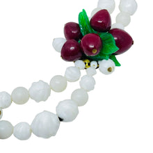 Load image into Gallery viewer, Vintage gold tone glass fruit apple leafs beaded 1960's designer necklace
