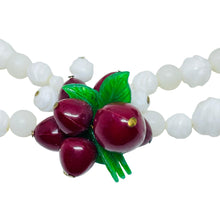 Load image into Gallery viewer, Vintage gold tone glass fruit apple leafs beaded 1960's designer necklace
