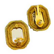 Load image into Gallery viewer, Vintage gold tone glass massive designer clip on earrings

