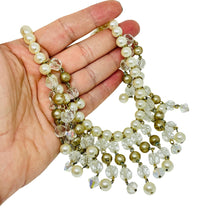 Load image into Gallery viewer, Vintage gold tone glass pearls beads waterfall designer necklace
