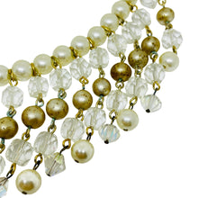 Load image into Gallery viewer, Vintage gold tone glass pearls beads waterfall designer necklace

