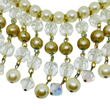 Load image into Gallery viewer, Vintage gold tone glass pearls beads waterfall designer necklace

