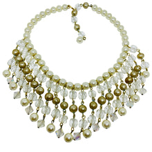 Load image into Gallery viewer, Vintage gold tone glass pearls beads waterfall designer necklace
