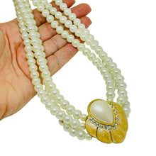 Load image into Gallery viewer, Vintage gold tone glass pearls rhinestones enamel designer necklace
