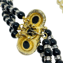 Load image into Gallery viewer, Vintage gold tone glass pearls rhinestones long beaded designer necklace
