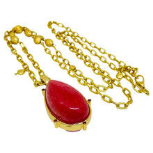 Load image into Gallery viewer, Vintage gold tone glass pendant long chain designer necklace
