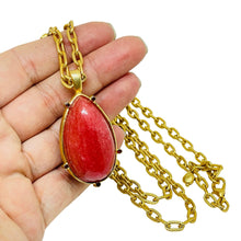 Load image into Gallery viewer, Vintage gold tone glass pendant long chain designer necklace
