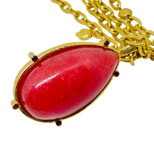 Load image into Gallery viewer, Vintage gold tone glass pendant long chain designer necklace
