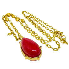 Load image into Gallery viewer, Vintage gold tone glass pendant long chain designer necklace
