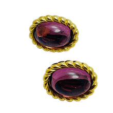 Load image into Gallery viewer, Vintage gold tone glass pierced designer earrings
