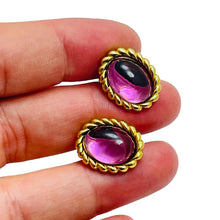Load image into Gallery viewer, Vintage gold tone glass pierced designer earrings
