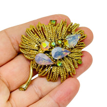 Load image into Gallery viewer, Vintage gold tone glass stones designer brooch
