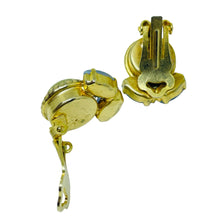 Load image into Gallery viewer, Vintage gold tone glass stones designer clip on earrings
