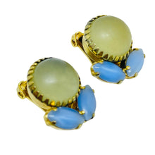 Load image into Gallery viewer, Vintage gold tone glass stones designer clip on earrings

