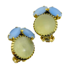 Load image into Gallery viewer, Vintage gold tone glass stones designer clip on earrings
