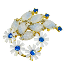 Load image into Gallery viewer, Vintage gold tone glass stones enamel flower designer brooch

