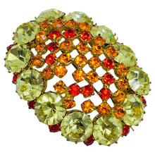 Load image into Gallery viewer, Vintage gold tone glass stones massive designer brooch
