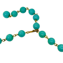Load image into Gallery viewer, Vintage gold tone glass turquoise grapes leafs designer necklace bracelet set

