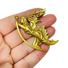 Load image into Gallery viewer, Vintage gold tone goddess designer brooch
