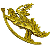 Load image into Gallery viewer, Vintage gold tone goddess designer brooch
