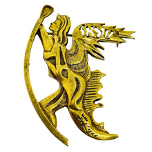 Load image into Gallery viewer, Vintage gold tone goddess designer brooch
