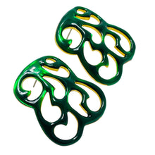 Load image into Gallery viewer, Vintage gold tone green enamel designer runway earrings
