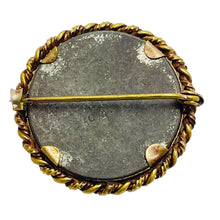 Load image into Gallery viewer, Vintage gold tone hand painted unique brooch
