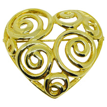 Load image into Gallery viewer, Vintage gold tone heart designer brooch
