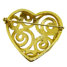 Load image into Gallery viewer, Vintage gold tone heart designer brooch
